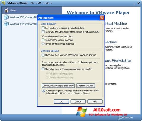 Ekran görüntüsü VMware Player Windows 10