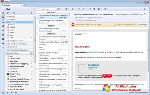 Ekran görüntüsü Opera Mail Windows 10