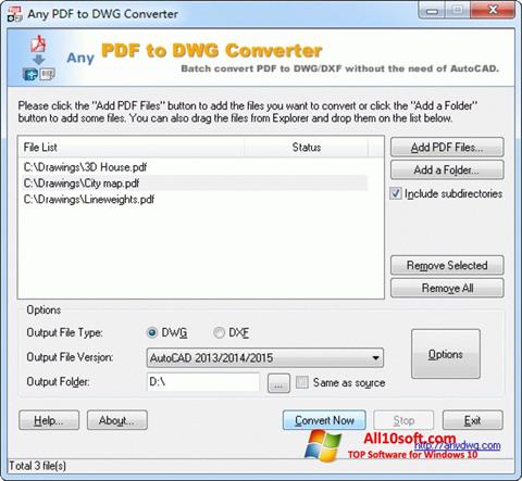 Ekran görüntüsü PDF to DWG Converter Windows 10