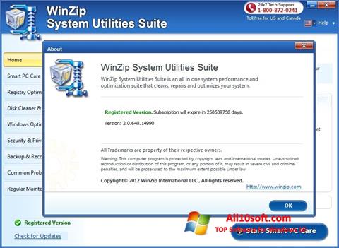 Ekran görüntüsü WinZip System Utilities Suite Windows 10