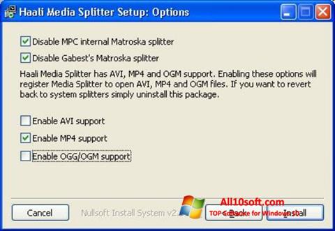 Ekran görüntüsü Haali Media Splitter Windows 10