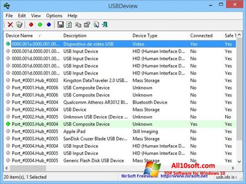 Ekran görüntüsü USBDeview Windows 10