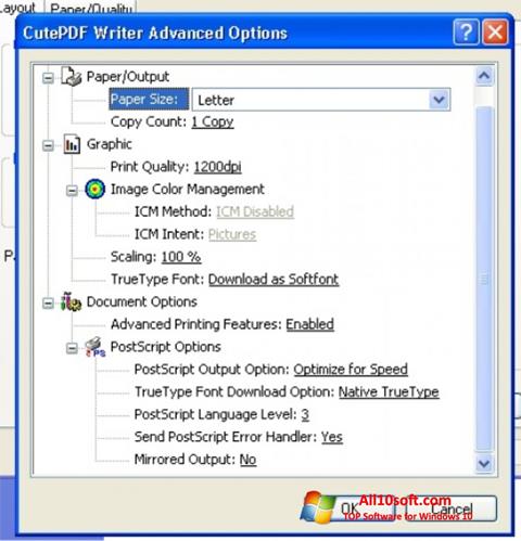 Ekran görüntüsü CutePDF Writer Windows 10