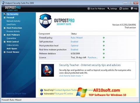 Ekran görüntüsü Outpost Security Suite PRO Windows 10