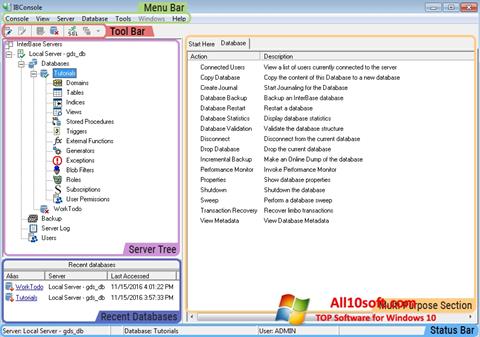 Ekran görüntüsü InterBase Windows 10
