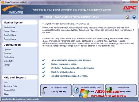 Ekran görüntüsü PowerChute Personal Edition Windows 10