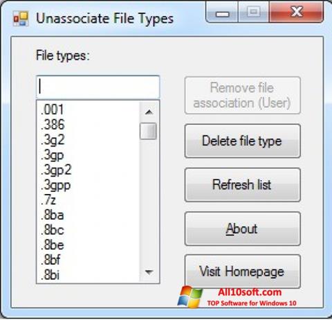 Ekran görüntüsü Unassociate File Types Windows 10