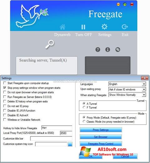 Ekran görüntüsü Freegate Windows 10