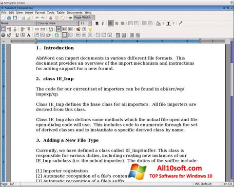 Ekran görüntüsü AbiWord Windows 10