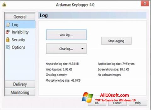 Ekran görüntüsü Ardamax Keylogger Windows 10