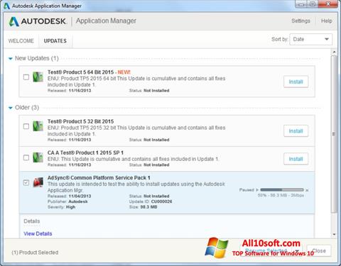 Ekran görüntüsü Autodesk Application Manager Windows 10