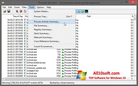 Ekran görüntüsü Process Monitor Windows 10