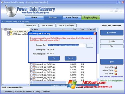 Ekran görüntüsü Power Data Recovery Windows 10
