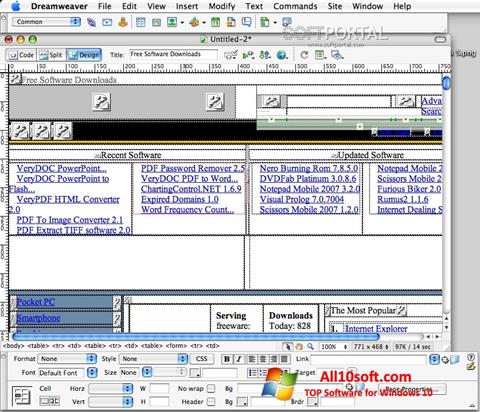 Ekran görüntüsü Macromedia Dreamweaver Windows 10