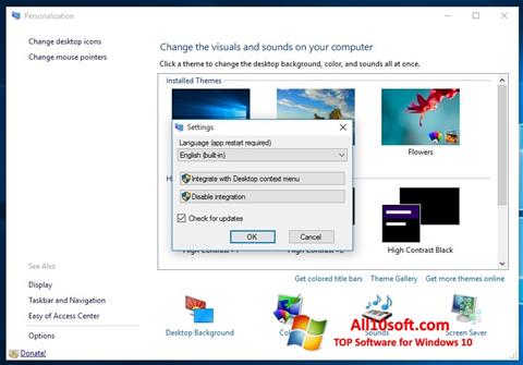 Ekran görüntüsü Personalization Panel Windows 10