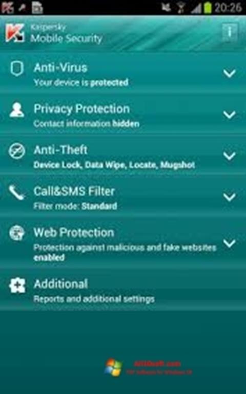 Ekran görüntüsü Kaspersky Mobile Security Windows 10