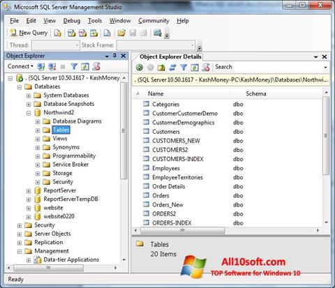 Ekran görüntüsü Microsoft SQL Server Windows 10
