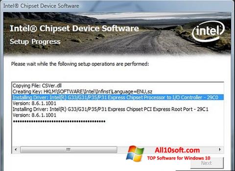 Ekran görüntüsü Intel Chipset Device Software Windows 10