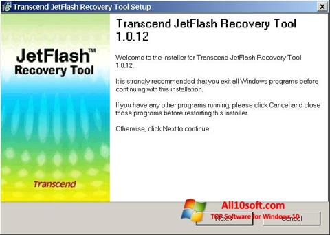 Ekran görüntüsü JetFlash Recovery Tool Windows 10