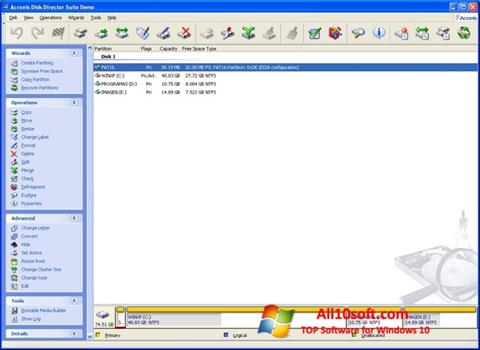 Ekran görüntüsü Acronis Disk Director Windows 10